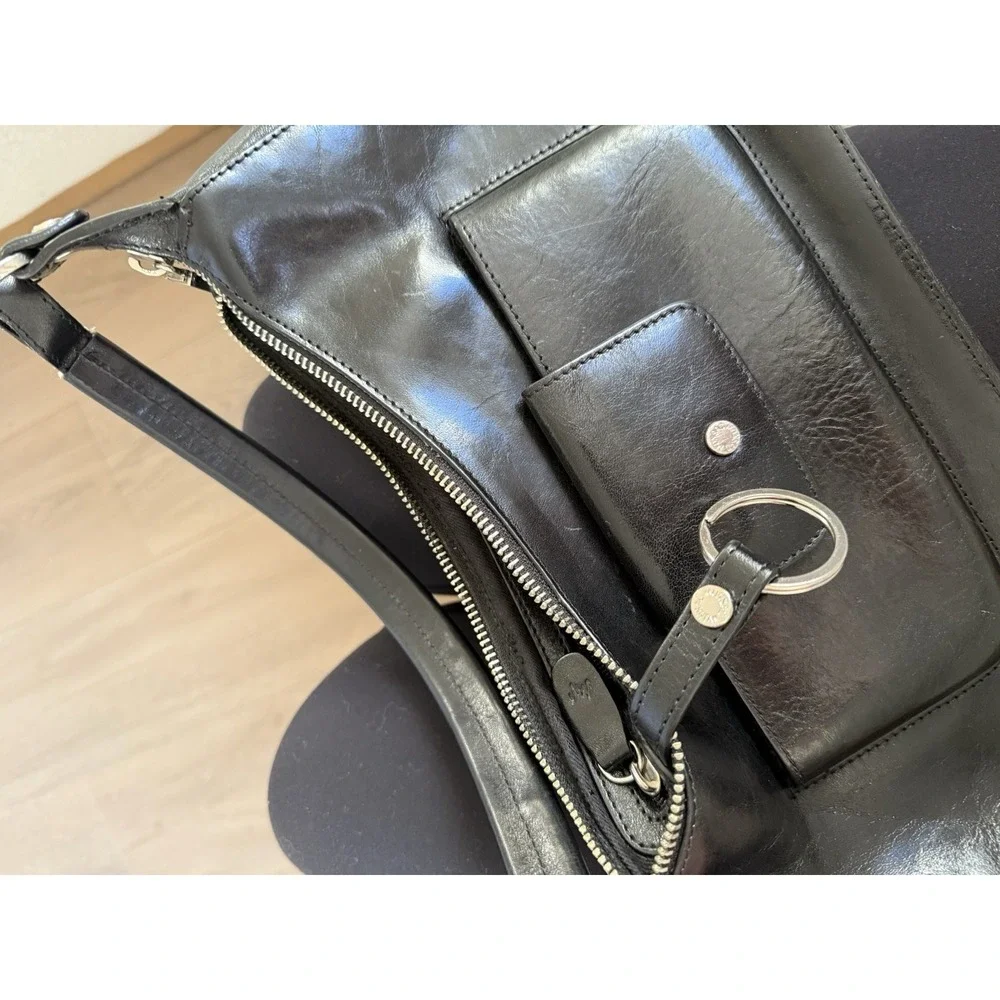 Monsac‎ original purse Bag Hobo shoulder black Y2K Vintage VTG Leather